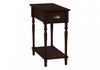 Accent Side End Table 2-Tier Narrow Nightstand Bedroom Storage Drawer Brown Veneer Traditional