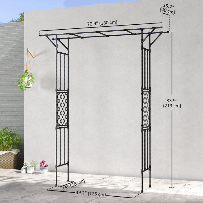 Outsunny Garden Arch, Outdoor Trellis Arbor for Climbing Plants, Black