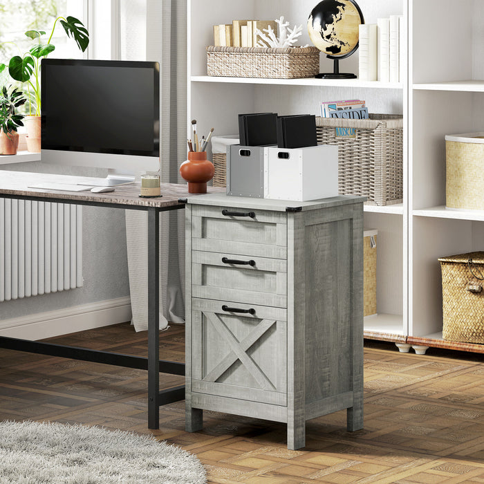 HOMCOM 3 Drawer File Cabinet Filing Cabinet for A4 Letter Size Stone Grey