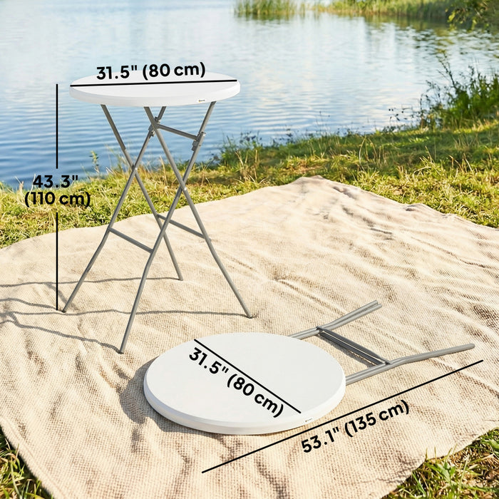 Outsunny 2.6ft Plastic Folding Picnic Table, Camping Table, White
