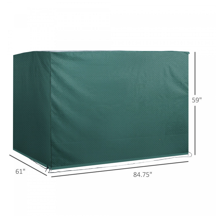 Outsunny 3-seater Patio Swing Cover, Outdoor Garden Furniture Protection Hammock Glider Cover, Waterproof Dustproof Windproof, 85\" X 61\" X 59\", Dark Green