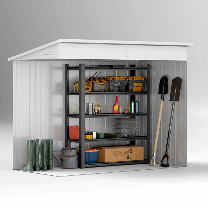 Outsunny 4' X 8' Lean To Outdoor Shed With Lock, Light Grey