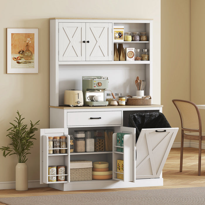 HOMCOM 69\" Pantry Cabinet, Kitchen Cabinet with Charging Station, White