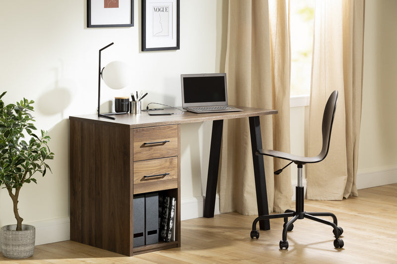 Zolten Computer Office Desk with Power Bar - Natural Walnut