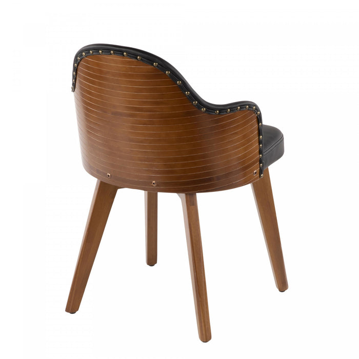 LumiSource Ahoy Faux Leather Mid-Century Dining Chair - Walnut/Black