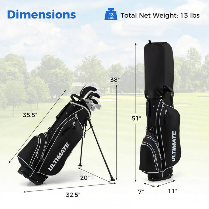 Costway Men's Complete Golf Clubs Package Set 10 Pieces Includes Alloy Driver Black