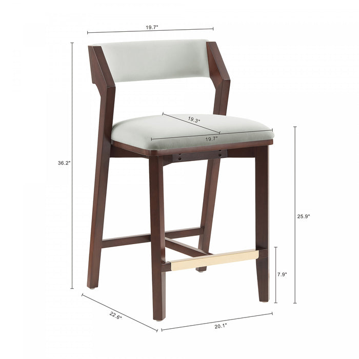 Patricia Modern Wood Upholstered Counter Stool in White Glacier - Set of 2