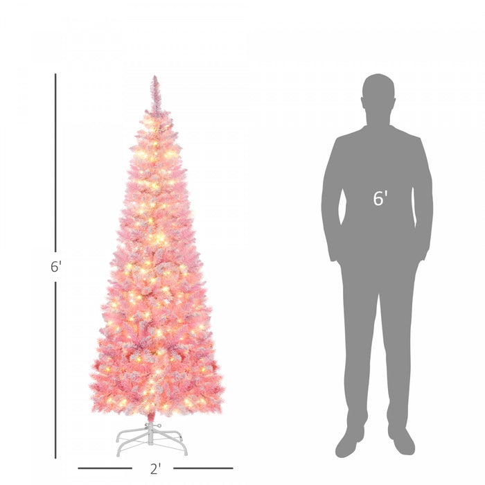 Homcom 6ft Snow Flocked Artificial Christmas Tree W/ Led Light