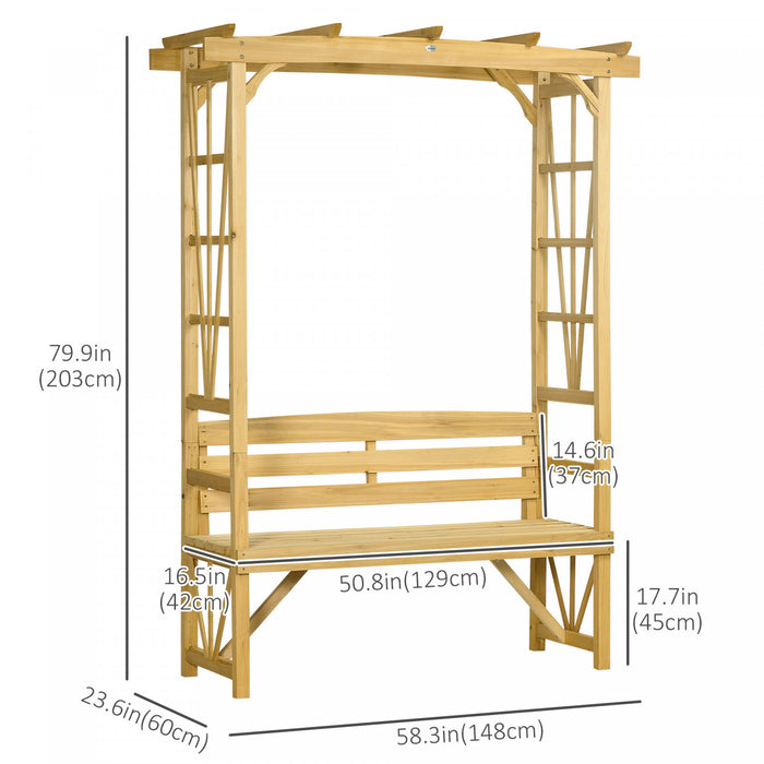 Outsunny Wooden Bench For 2 People For Vines/climbing Plant, Light Brown