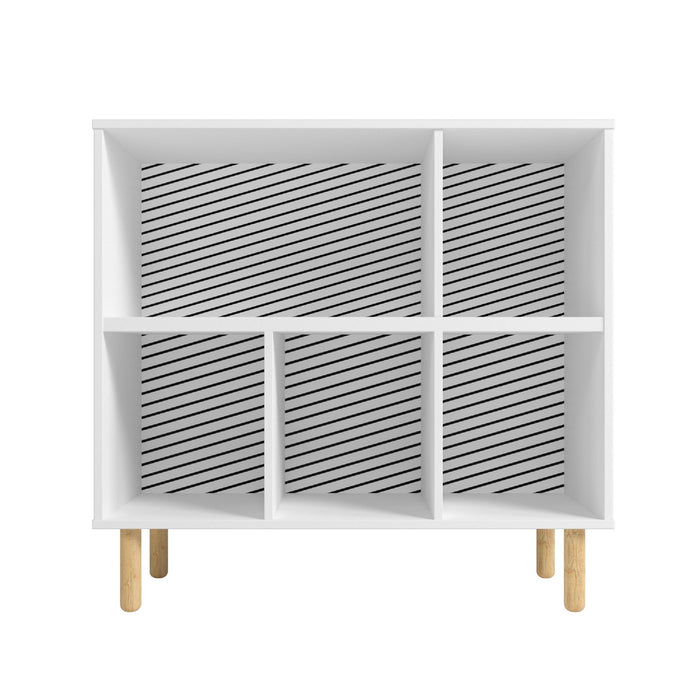 Manhattan Comfort Essex 33.66\" Low Bookcase with 5 Shelves - White & Zebra