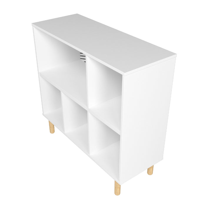 Manhattan Comfort Essex 33.66\" Low Bookcase with 5 Shelves - White & Zebra