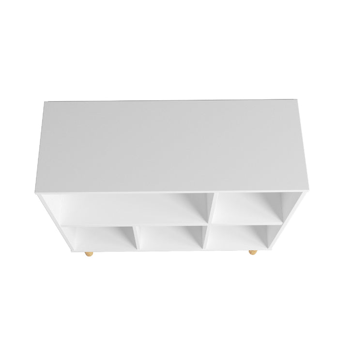 Manhattan Comfort Essex 33.66\" Low Bookcase with 5 Shelves - White & Zebra