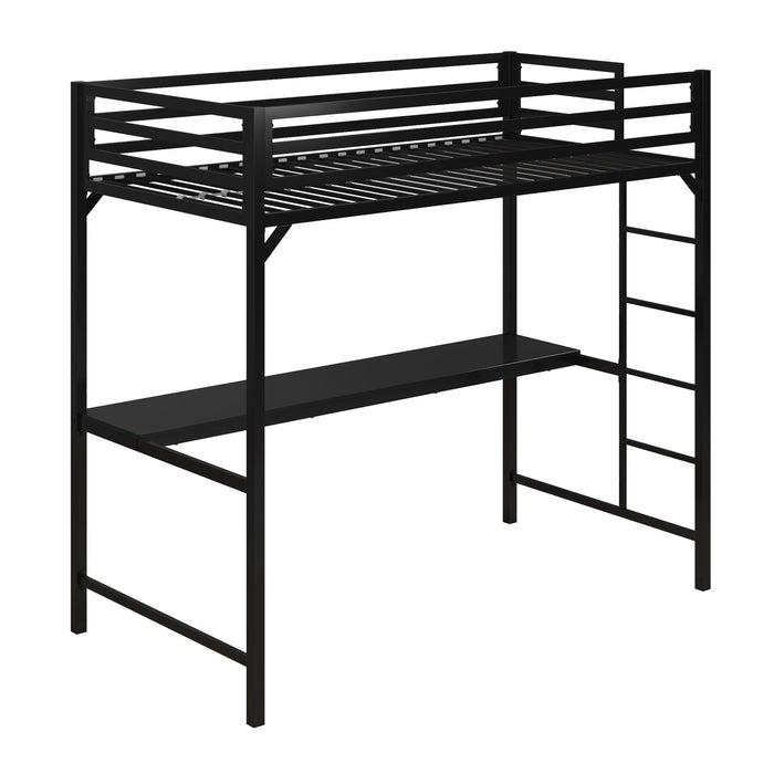 DHP Miles Metal Twin Loft Bed with Desk - Black
