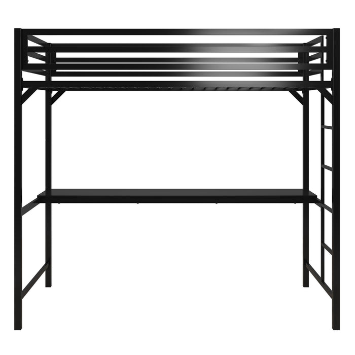 DHP Miles Metal Twin Loft Bed with Desk - Black