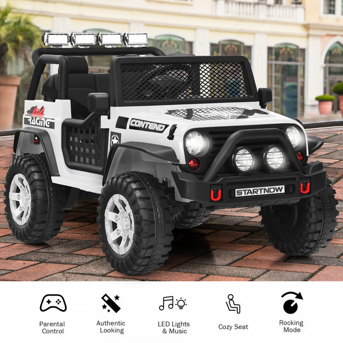 Costway 12v Kids Ride On Truck Remote Control Electric Car W/lights&music White