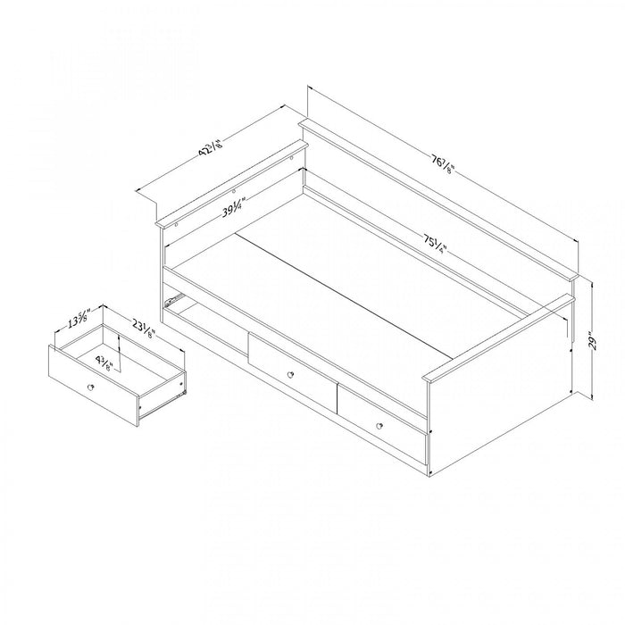 Plenny Daybed with Storage White Wash - South Shore Twin Bed