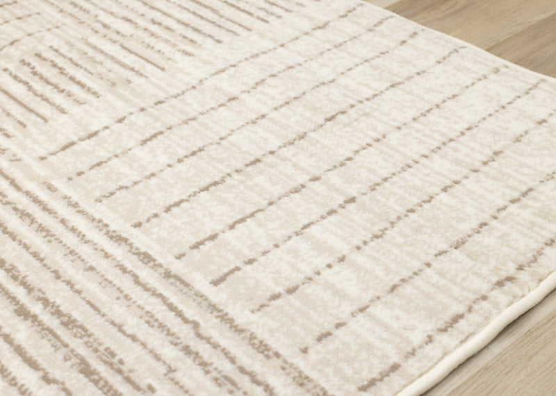 Florence Brown Cream Geometric Linework Design Rug, 5'3\" x 7'4\" Indoor Area Rug