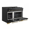 Forno Antico 48" Dual Fuel Gas Range, Black, 5.5 cu.ft. Double Ovens - FFSGS6113-48BLK | Cuisiniere a double combustible Antico de 48 pouces , noire, 5,5 pi³ four double - FFSGS6113-48BLK