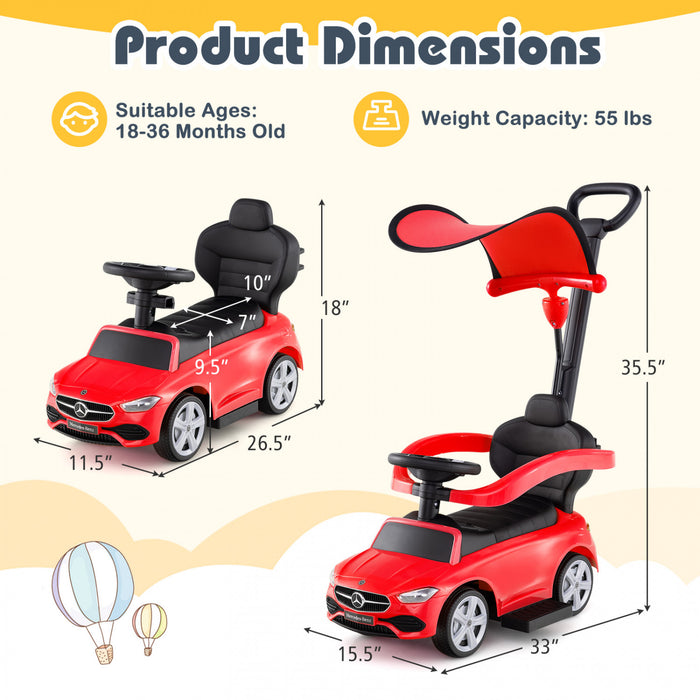 Costway Kids Ride On Push Car Mercedes-benz Licensed 3-in-1 Sliding Car Red