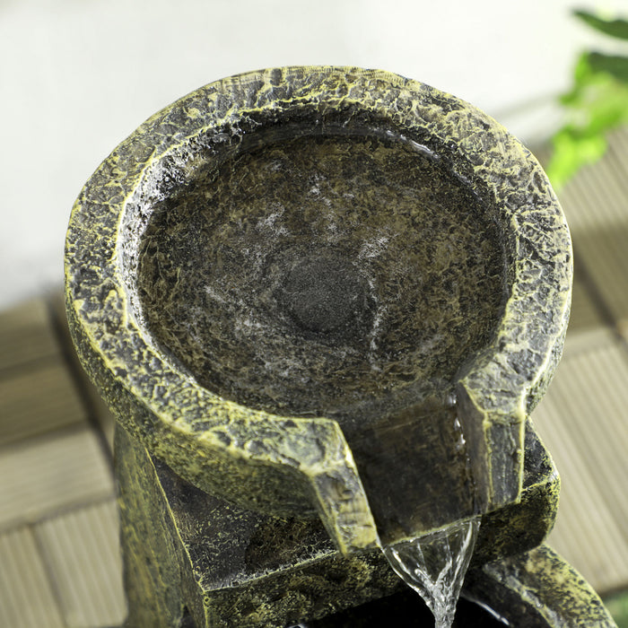 Outsunny Outdoor Fountain With Adjustable Flow, Stone Look