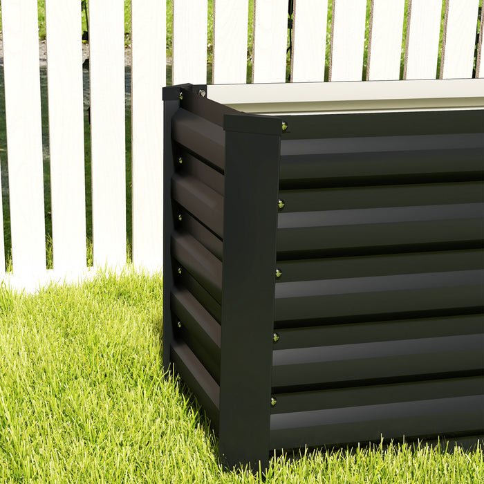 Outsunny 8x1.3x1.5ft Galvanized Raised Garden Bed, Open Bottom, Dark Grey