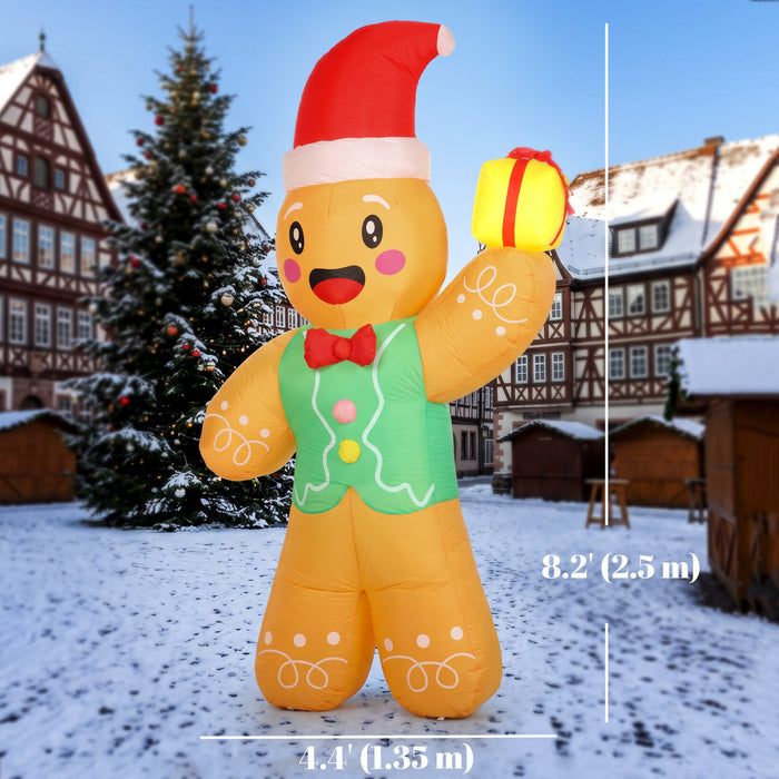 Outsunny 8.2ft Christmas Inflatable Gingerbread Man, Light Brown