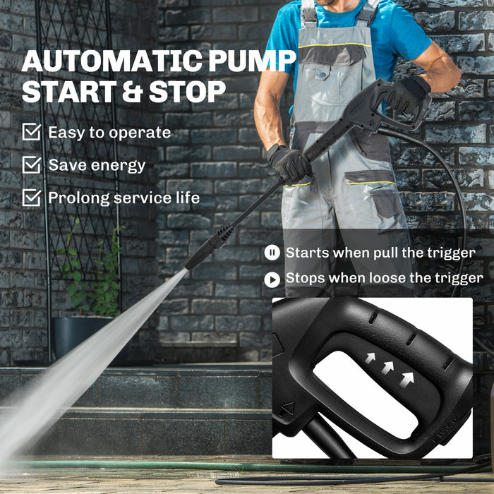 Outsunny Electric Pressure Washer, 1800W High Pressure Washer with 20 ft Outlet Hose, Adjustable Nozzle, 1.9GPM Power Washer with Hose Reel, Steel Handle for Home Patio, Green
