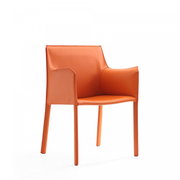 Paris Modern Vegan Leather Side Chair in Coral - Set of 2