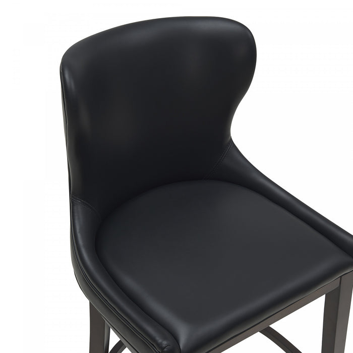Blair Modern Wood Upholstered Counter Stool in Black - Set of 2 Bar Stool