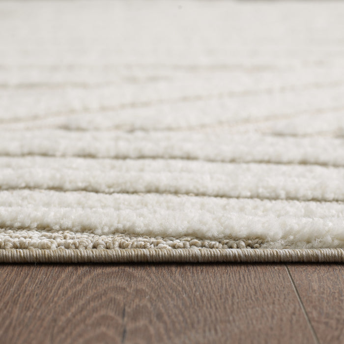 Quinto Brushed Beige Waves Shag Area Rug - 7'7\" x 10'