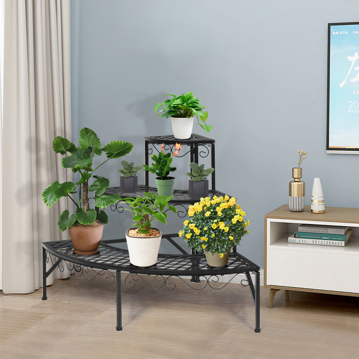 Costway Corner Plant Stand Metal 3 Tier Ladder Potted Shelf Flower Holder Display Rack