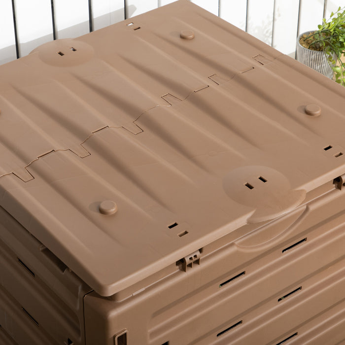 Outsunny 120 Gallon Compost Bin, Large Composter With 80 Vents, Brown
