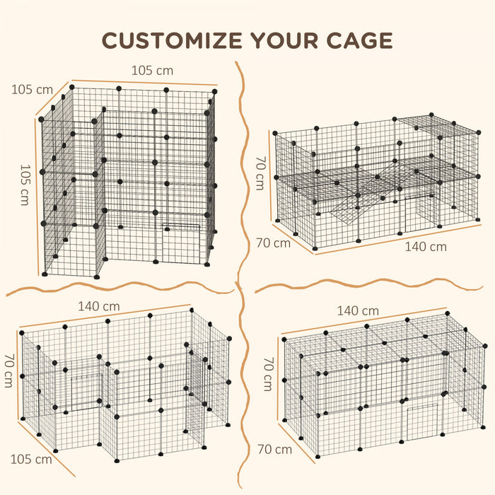 Pawhut 36 Pcs Metal Mesh Pet Playpen Portable Diy Small Animal Cage House Kennel Crate Fence With Mallet Connectors And Cable Ties