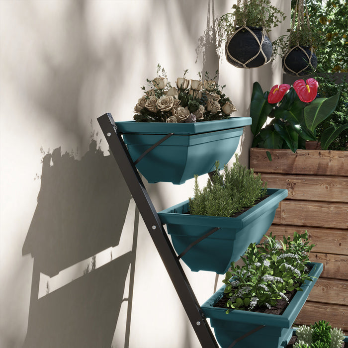 Outsunny 5-tier Raised Garden Bed With 5 Planter Boxes, Outdoor Plant Stand Grow Containers With Leaking Holes For Balcony Patio Outdoor, Green