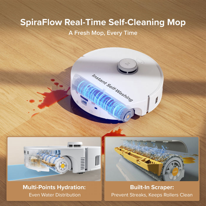 Roborock Qrevo Curv 2 Flow Robot Vacuum & Mop, SpiraFlow Self-Cleaning Roller, 20,000 Pa, Zero-Tangle Vacuum Large