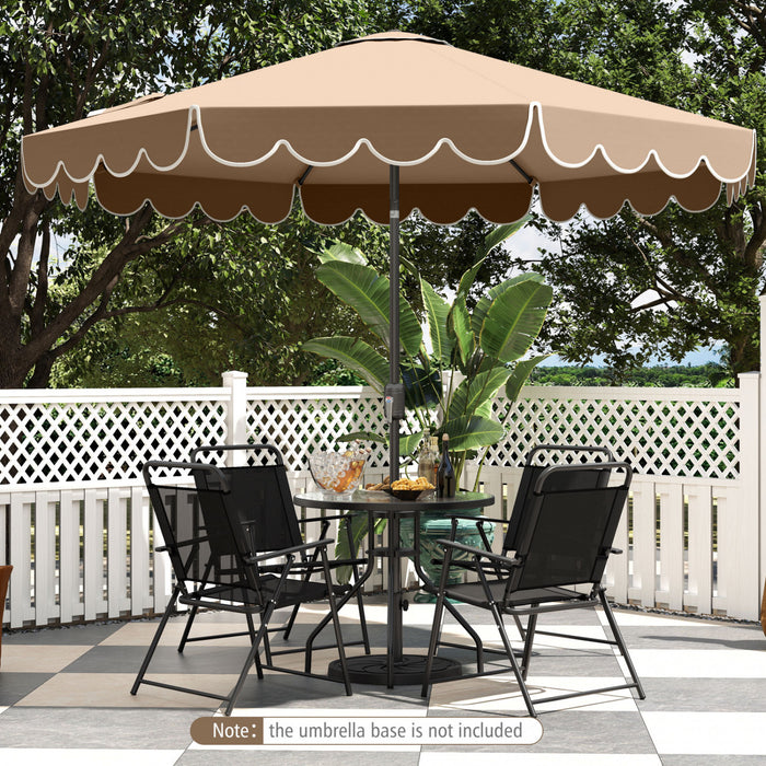 Costway 10 FT Patio Umbrella with Crank Tilt Adjustment Ruffles Vented Top 8 Ribs Brown