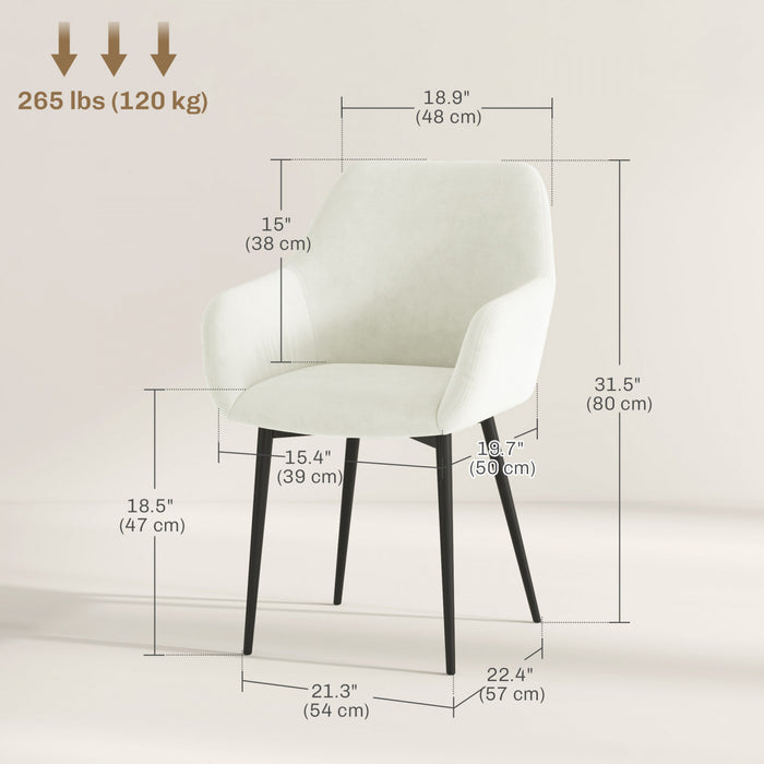 HOMCOM Dining Chairs Set of 2, Upholstered Kitchen Chairs with Backrest