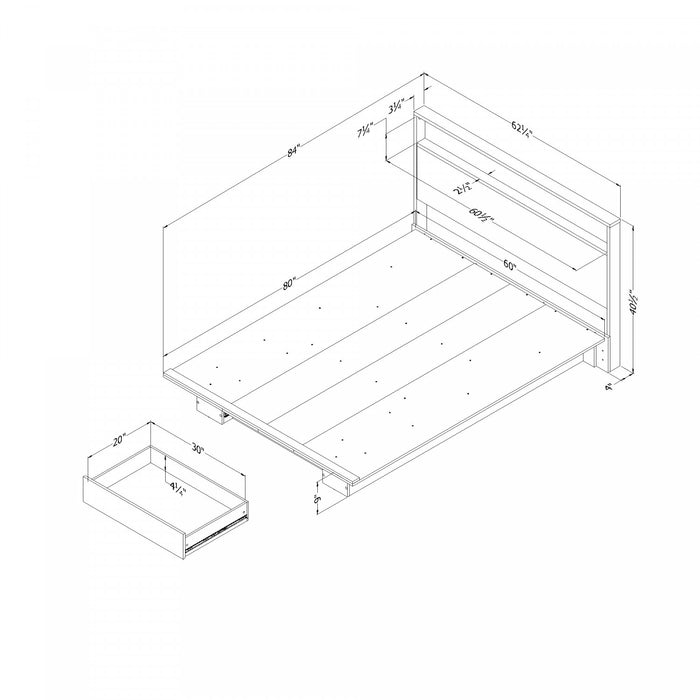 Primo Full Platform Bed And Headboard Set - Black Oak 