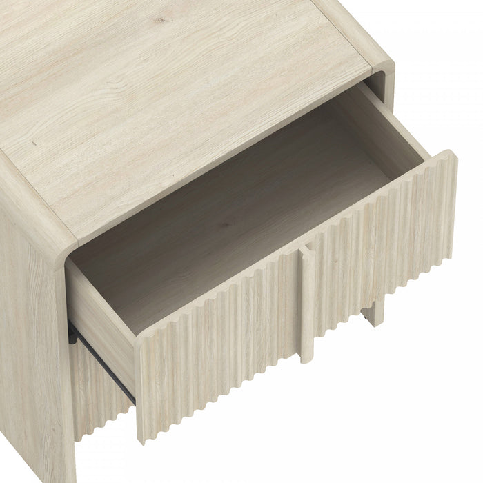 Novara Contemporary 22\" Nightstand in Whitewashed Oak (2-Drawer)