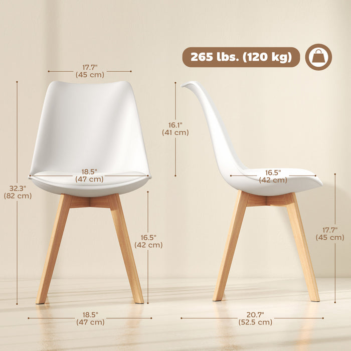 HOMCOM Modern Dining Chairs Set of 6 with PU Leather Cushion, Wood Frame