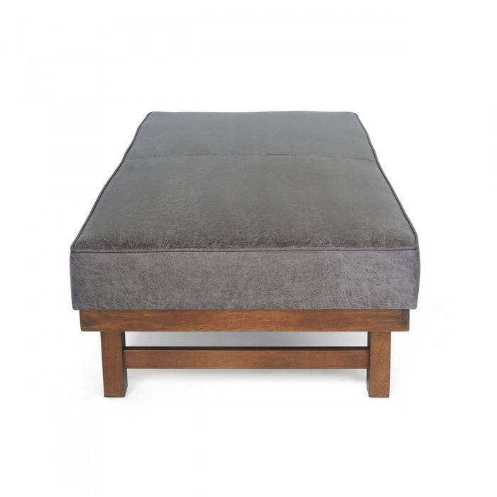Harrison Large Ottoman Coffee Table with Faux Leather and Storage Function - Grey