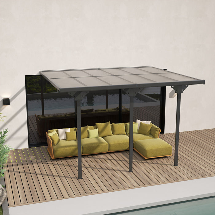 Outsunny 10' X 12' Outdoor Hardtop Pergola Polycarbonate Roof Gazebo Grey