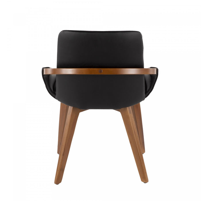 LumiSource Cosmo Faux Leather Mid-Century Dining Chair - Walnut/Black