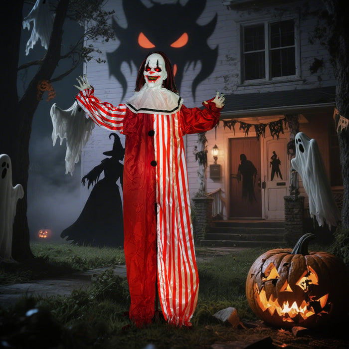 Outsunny Life Size Halloween Animated Clown, Scary Halloween Decorations