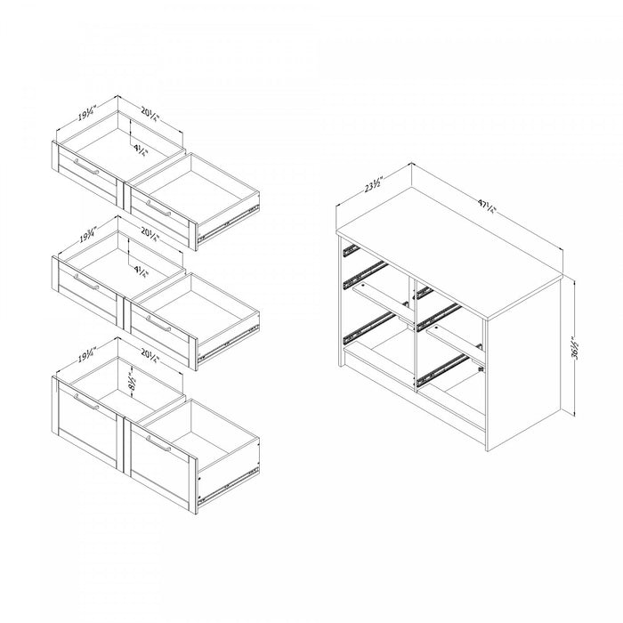 Toscano 6-drawer Kitchen Island - White And Maple Nutmeg 