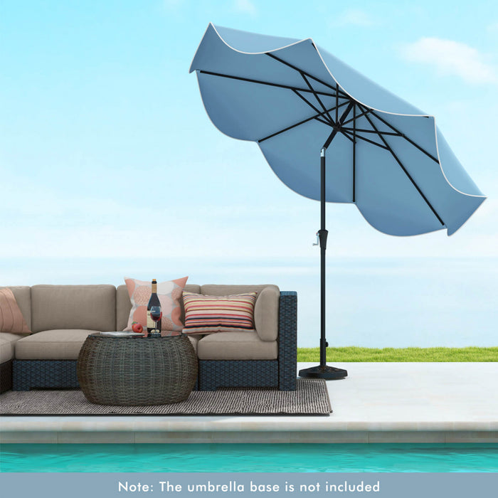 Costway 9 FT Patio Umbrella 2-Tier Market Table Umbrella with Crank Handle & 8 Ribs Navy