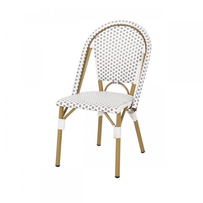 Julien Faux Ratten and Aluminum French Bistro Chairs, Set of 2 - Grey and White