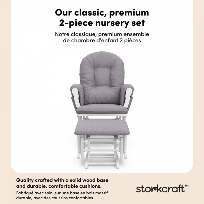 Storkcraft Hoop Glider and Ottoman - White/Gray Swirl