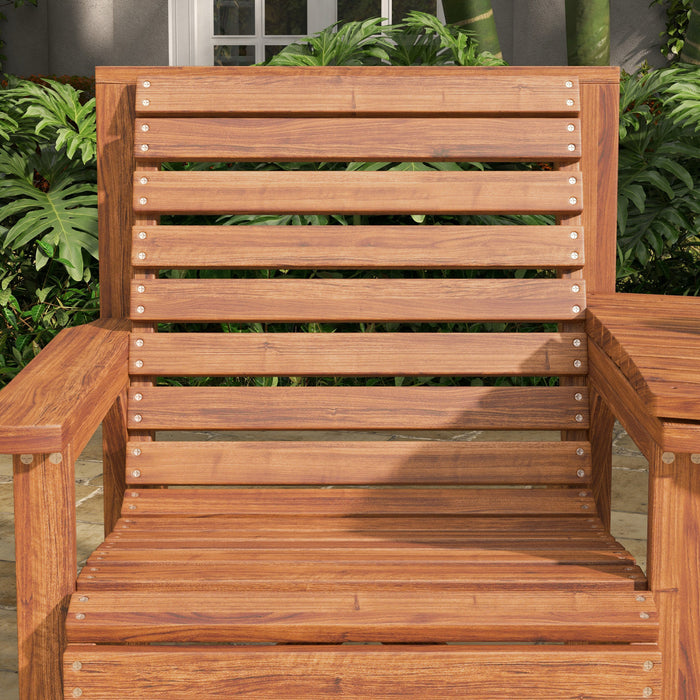 Outsunny 3pcs Outdoor Bench Set For Garden, Backyard, Balcony, Tan Brown
