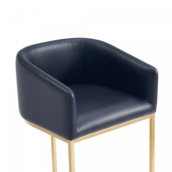 Louvre Mid-Century Modern Metal Upholstered Counter Stool in Black Bar Stool